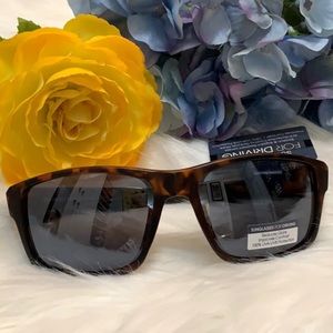 Matte Brown & Clear Brown Pattern Square Sunglasses Driving Friendly NEW!